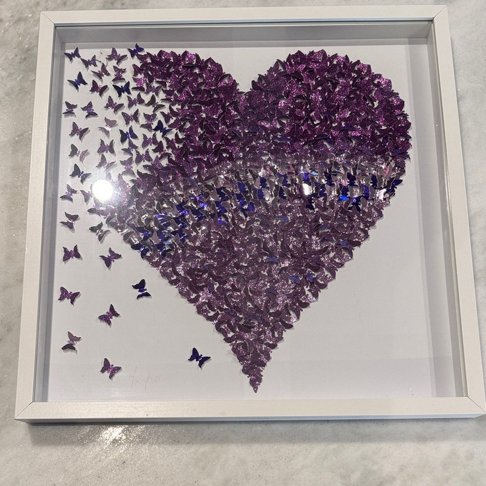 Purple Butterfly Heart 3D Wall Art